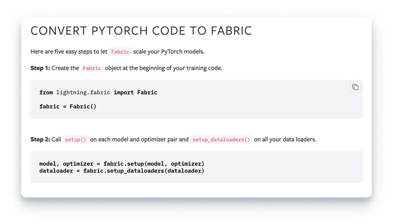 Convert Pytorch code to Fabric screenshot