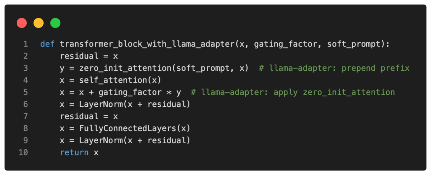 llama-adapter pseudo-code