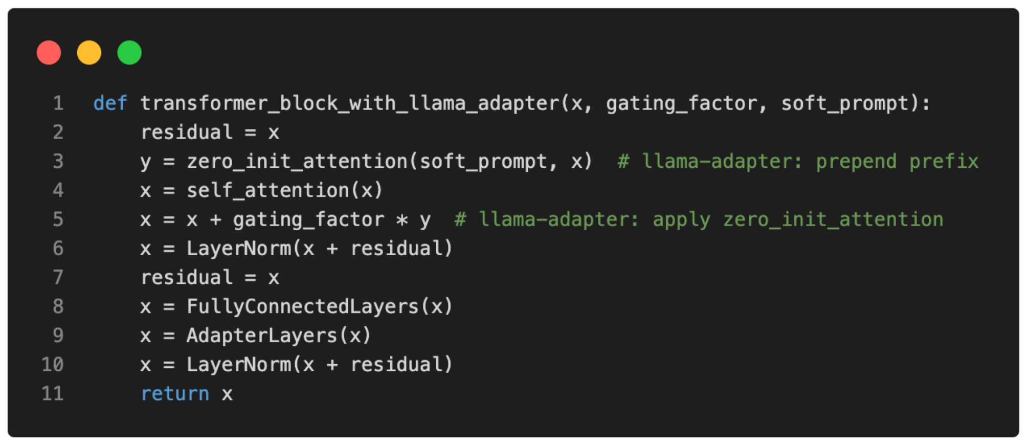 llama-adapter pseudo-code